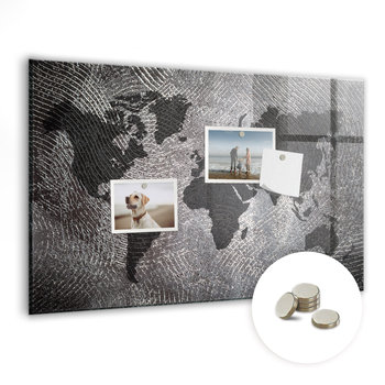 Tablica Magnetyczna do Biura, 60x40 cm + Magnesy, Mapa świata beton - Coloray