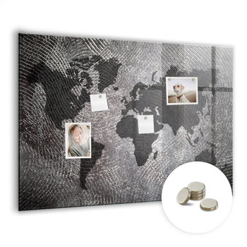 Tablica Magnetyczna do Biura z Magnesami - 100x70 cm - WZÓR Mapa świata beton - Coloray