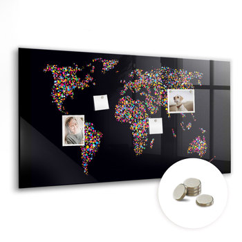 Tablica Magnetyczna do Biura z Magnesami - 120x60 cm, Mapa świata z kropek - Coloray
