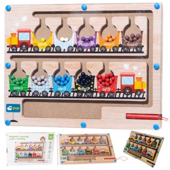 Tablica Magnetyczna Montessori Labirynt Drewniany Nauka Kolorów i Liczenia - Peppyfun