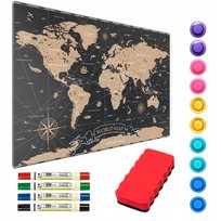 Tablica Mapa Świata 90X60Cm Na Magnesy Turystyczne