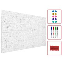 Tablica na magnesy biała METALboards mur ceglany 90x60 cm + zestaw akcesoriów