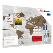 Tablica na magnesy METALboards, jasna mapa świata 60x40 cm