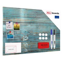 Tablica na magnesy METALboards, niebieska deska retro 90x60 cm