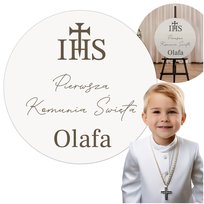 Tablica powitalna 50cm BIAŁA na komunie Baner Girlanda komunia z IMIENIEM