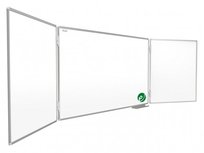 Tablica szkolna, suchościeralno-magnetyczna typu tryptyk, biała, 100x170-340 cm