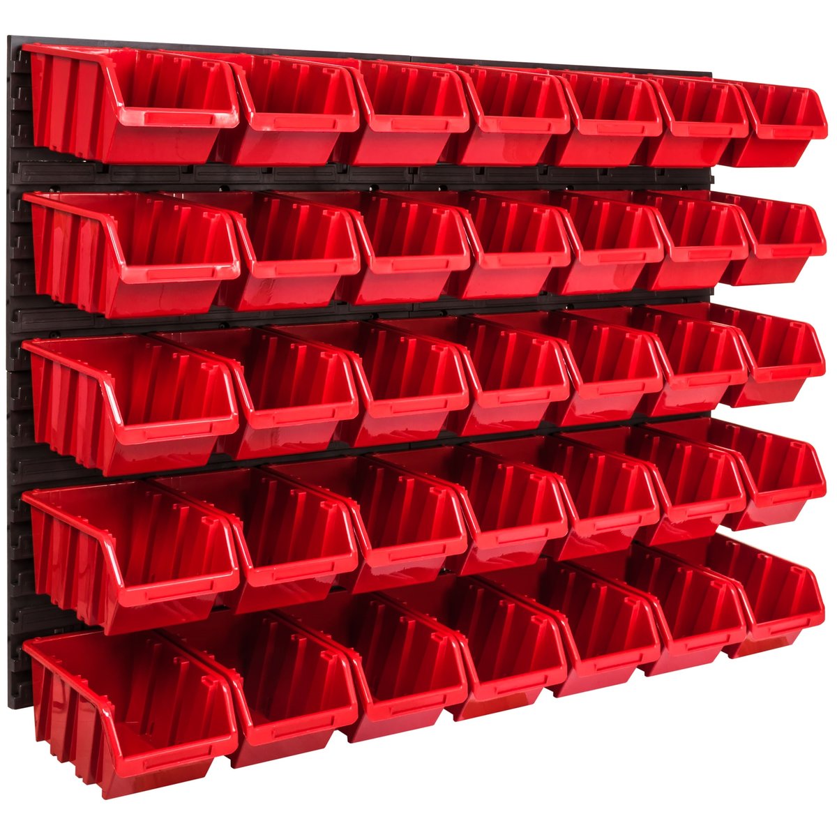 Opbergsysteem, wandrek 115 x 78 cm, gereedschapshouders, 32 stuks stapelbakken, opslagrek, extra sterke wandplaten, uitbreidbaar rek, werkplaatsrek, wandrek voor werkplaatsen
