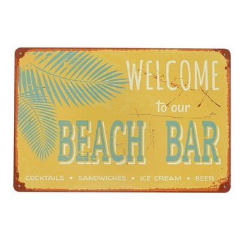 Tabliczka Dekoracyjna Metalowa Beach Bar - Rustykalne Uchwyt