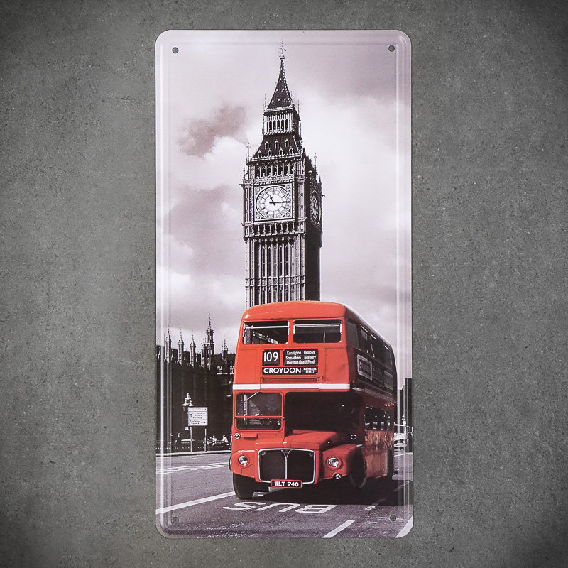 Set De 3 Cuadros Decorativos Big Ben Autobus Rojo Moderno | Meses sin interés
