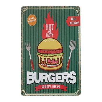 Tabliczka Dekoracyjna Metalowa Burgers - Rustykalne Uchwyt