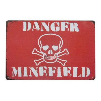 Tabliczka Dekoracyjna Metalowa Danger Minefield - Rustykalne Uchwyt
