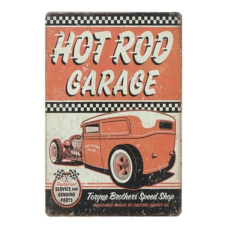 Tabliczka Dekoracyjna Metalowa Hot Rod Garage Rustykalneuchwyty 0494