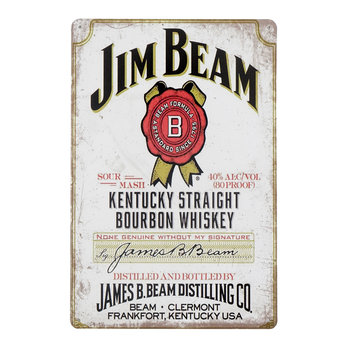 Tabliczka Dekoracyjna Metalowa Jim Beam Bourbon Whiskey - Rustykalne Uchwyt