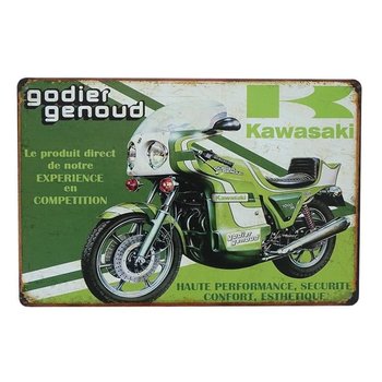Tabliczka dekoracyjna metalowa KAWASAKI MOTORCYCLES - Rustykalne Uchwyt
