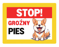 Tabliczka Groźny Corgi - 20X28 Cm