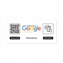 Tabliczka na drzwi lub ścianę z kodem QR i NFC do zbierania opinii w Google