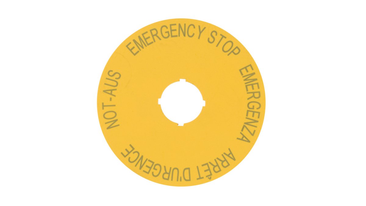 Zdjęcia - Artykuły BHP Eaton Tabliczka opisowa żółta okrągła fi90 EMERGENCY STOP M22-XAK1 216465 