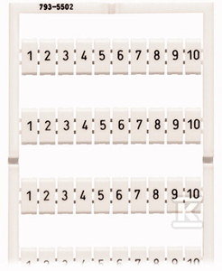 Tabliczka z oznacznikami WMB jako karta do złączek o szerokość 5 - 17,5 mm rozciągalne z 5 mm do 5,2 mm bez nadruku do montażu zatrzaskowego biała - WAGO