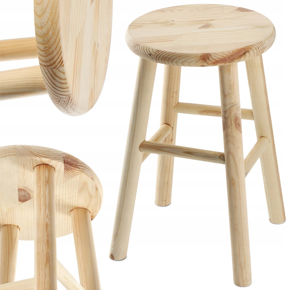 Zdjęcia - Krzesło Kadax Taboret Drewniany Kuchenny Stołek Solidny 46 cm 