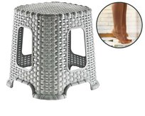 Taboret średni krzesło stołek Rattan szary