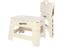 Taboret Stołek Składany Antypoślizgowy Krzesło Podest 150Kg 22Cm Beżowy