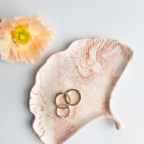 Taca dekoracyjna Liść Miłorzębu Terracotta Marmur