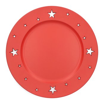 Taca ozdobna PLAST z gwiazdkami czerwona 33 cm - Homla