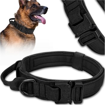Taktyczna obroża dla psa mocna regulowana kołnierz uchwyt pies policyjny - Edibazzar