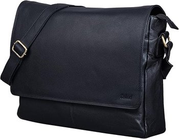 TALED Skórzana torba na ramię na dokumenty laptopa 15" czarna - Inna marka