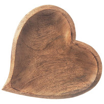 Talerz Drewniany na Przekąski Przystawki do Serwowania Serce 25x25 cm Mango