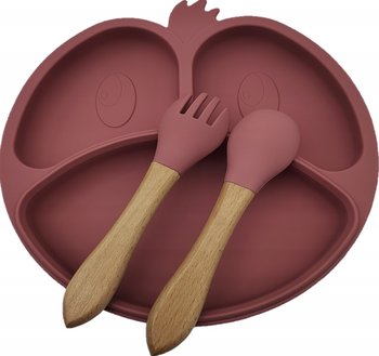 Talerz silikonowy dla dzieci talerzyk z przyssawka łyżka widelec  do karmienia dzieci BLW - #COOL_ITEMS