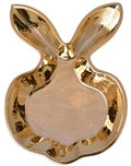 Talerzyk ceramiczny królik złoty, 17x24x4,5 cm - Ewax
