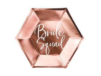 Talerzyki Bride squad, różowe złoto, 23 cm, 6 sztuk - PartyDeco