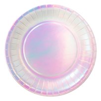 Talerzyki imprezowe papierowe Perłowe Holo 27cm 6 sztuk