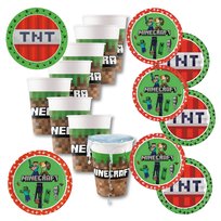 Talerzyki kubeczki papierowe jednorazowe urodzinowe minecraft zestaw 16szt