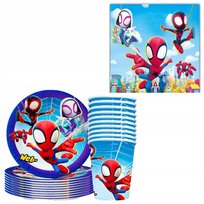 TALERZYKI KUBKI SERWETKI SPIDEY I KUMPLE ZESTAW 40 SZTUK PAPIEROWE EKO