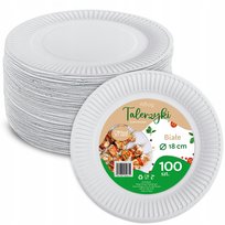 Talerzyki papierowe deserowe białe 18cm 100 sztuk