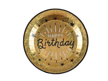 Talerzyki urodzinowe Happy Birthday Sparkling - 22,5 cm - 10 szt. - SANTEX