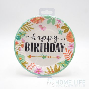 Talerzyki Urodzinowe Kwiaty Happy Birthday 18Cm 6Szt - myHomelife