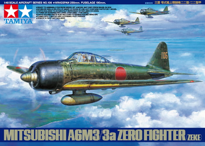 Фото - Збірна модель TAMIYA 61108 1:48 Mitsubishi A6M3/3A Zero Fighter  (Zeke)