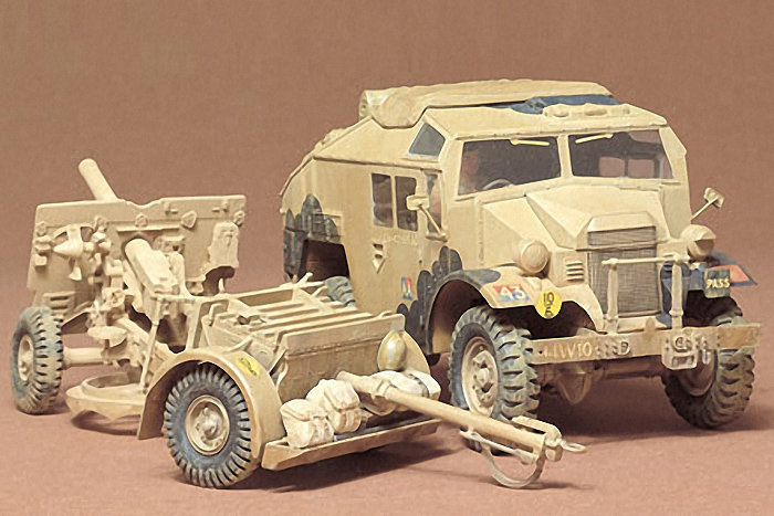 Tamiya, British 25 PDR Gun + Quad Gun Tractor, Model do sklejania, 14+