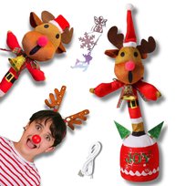 Tańczący Grający Renifer Rudolf Czerwononosy Kaktus Święta Prezent