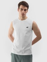 Tank top regular gładki męski 4F 4FWSS24TSLEM075-10S Biały 4F