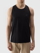 Tank top regular gładki męski 4F 4FWSS24TSLEM076-20S Czarny 4F