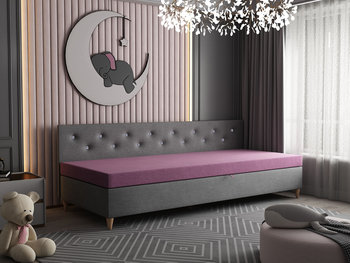 Tapczan 80 cm łóżko dziecięce tapicerowane pikowane kryształkami pojemnik - Cezari