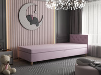 Tapczan 90cm łóżko dziecięce tapicerowane pikowane pojemnik materac