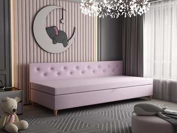 Tapczan 90cm łóżko dziecięce tapicerowane pikowane pojemnik materac - Cezari