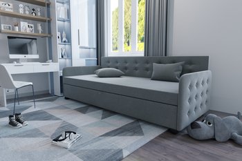 Tapczan młodzieżowy 110cm łóżko dziecięce tapicerowane pojemnik materac - Cezari