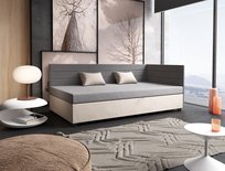 Tapczan narożny 110cm łóżko jednoosobowe przeszywane pasy pojemnik materac