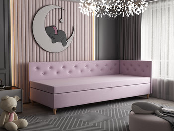 Tapczan narożny 90cm łóżko tapicerowane pikowane pojemnik materac - Cezari